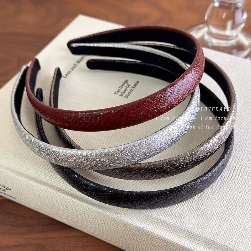 Leatherwork Rings - Vintage Red Leather Thin Headband Multiple