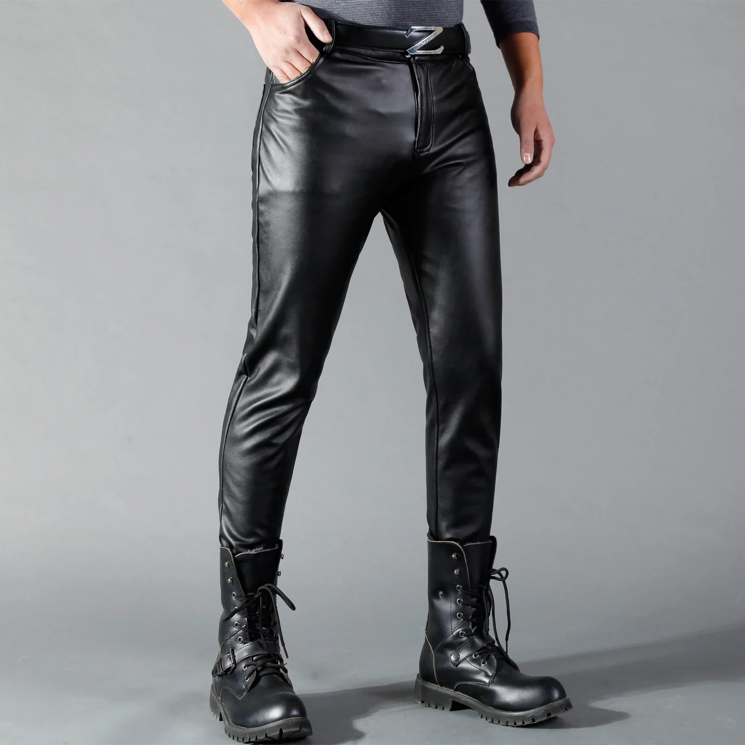 Men's Leather Pants Skinny Fit - Leather Work Pants recension och pris
