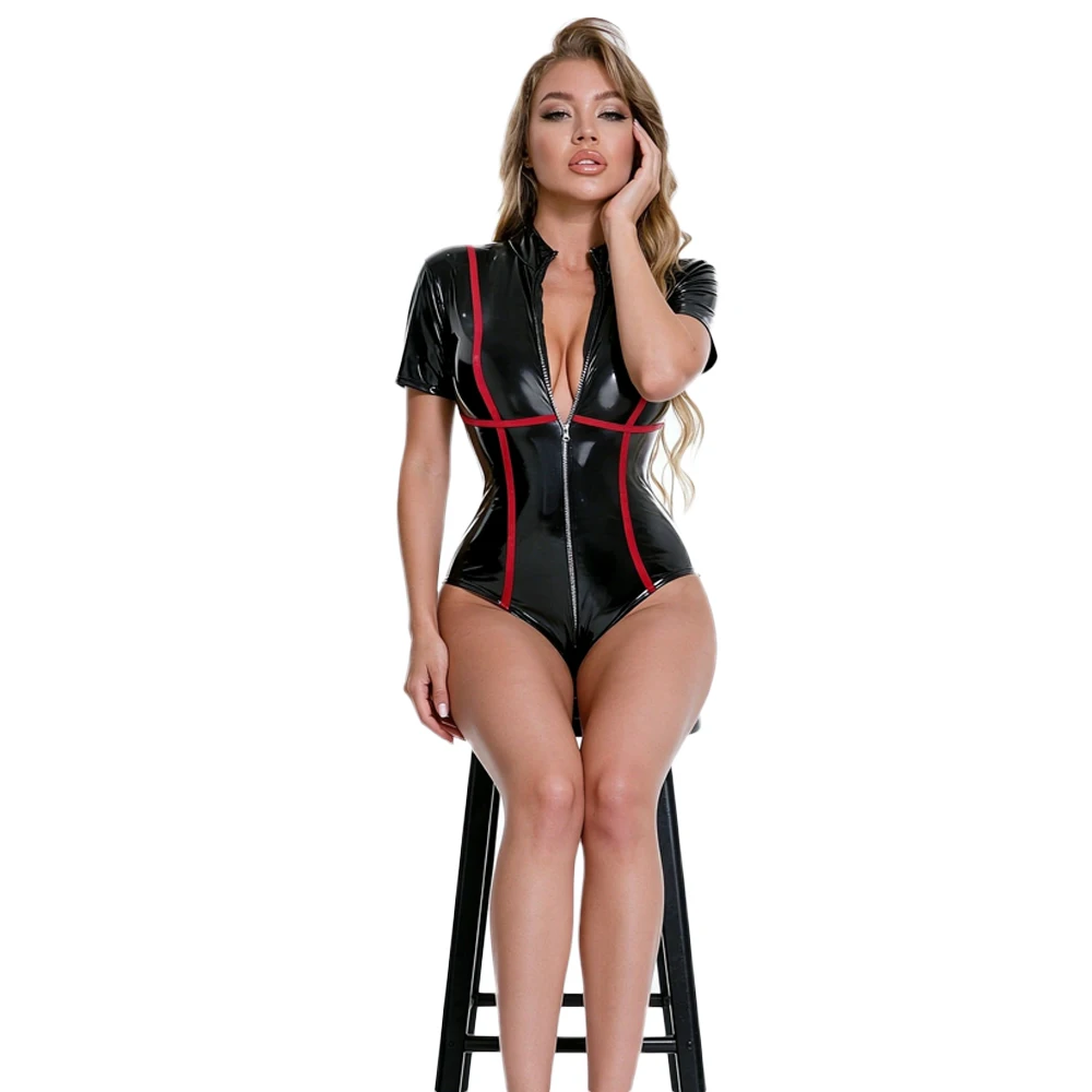 Gothic PU Women Bodysuit Short - Leather Work Pants recension och pris