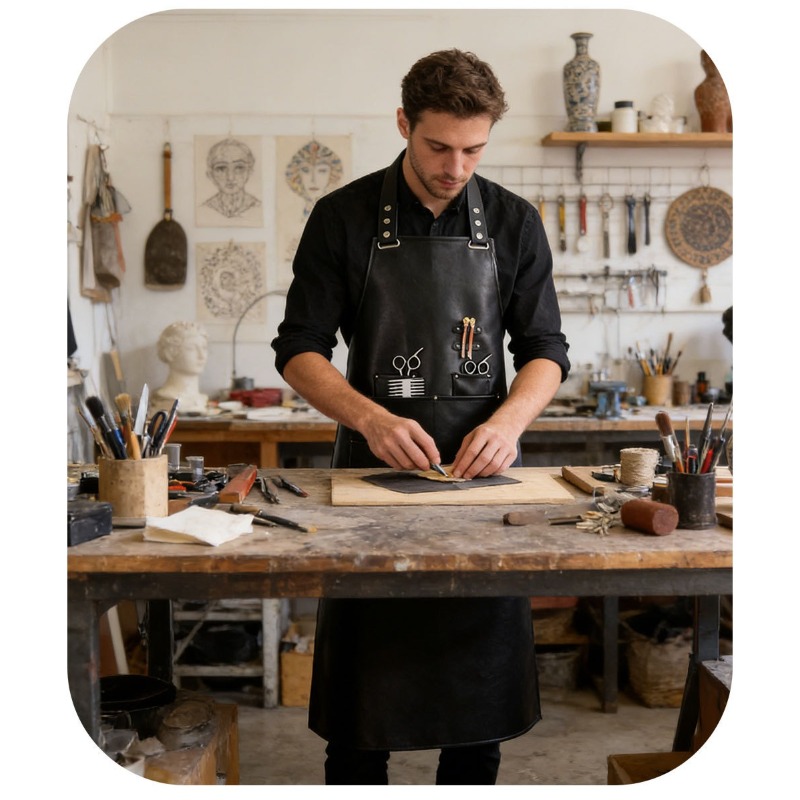 PU Soft Leather Apron Barber's - Leatherwork Apron recension och pris