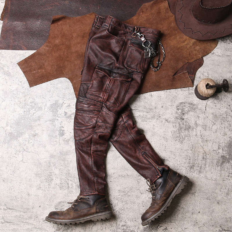 Red Brown Winter Leather Trous - Leather Work Pants recension och pris