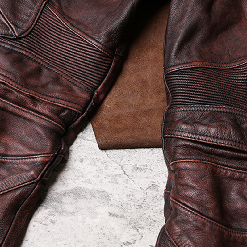 Red Brown Winter Leather Trous - Leather Work Pants recension och pris